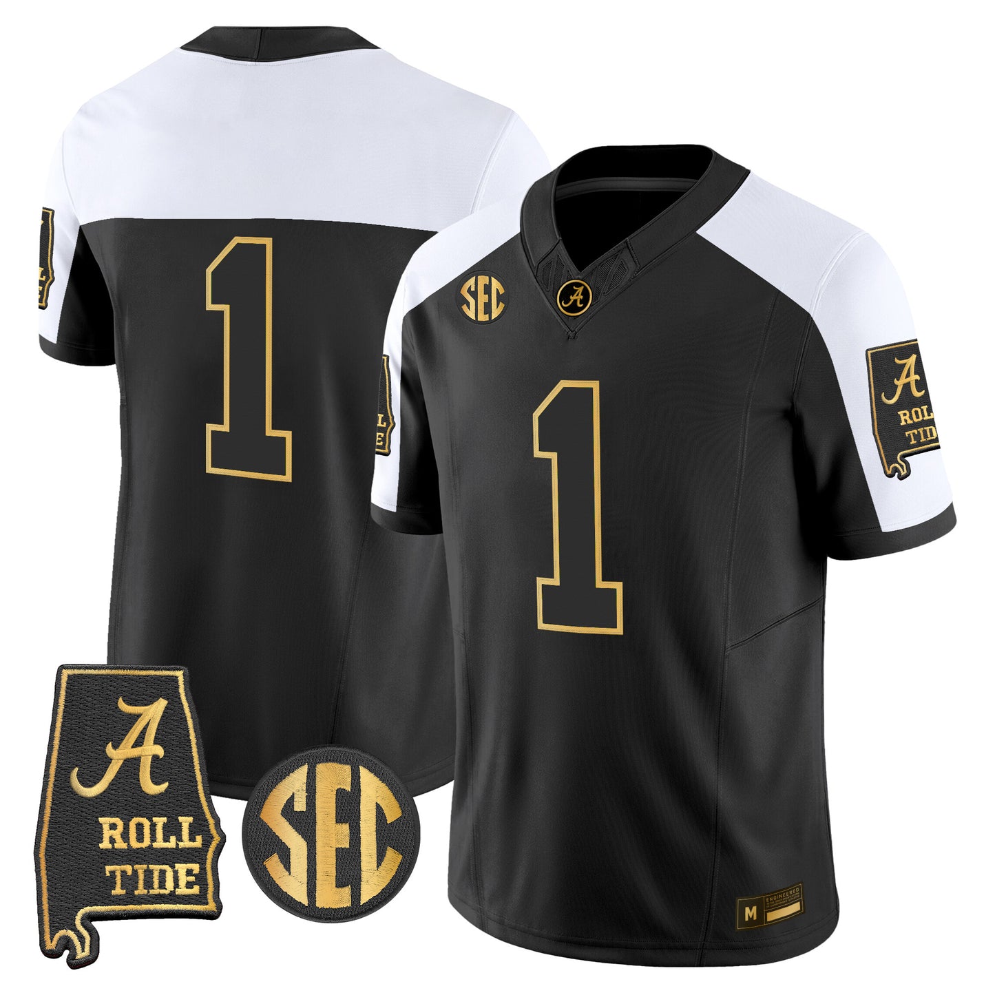 Alabama Crimson Tide 2026 Gold Vapor Limited Jersey - Alabama Map - Stitched