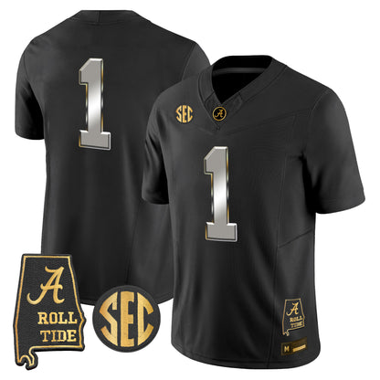 Alabama Crimson Tide 2026 Gold Vapor Limited Jersey - Alabama Map - Stitched