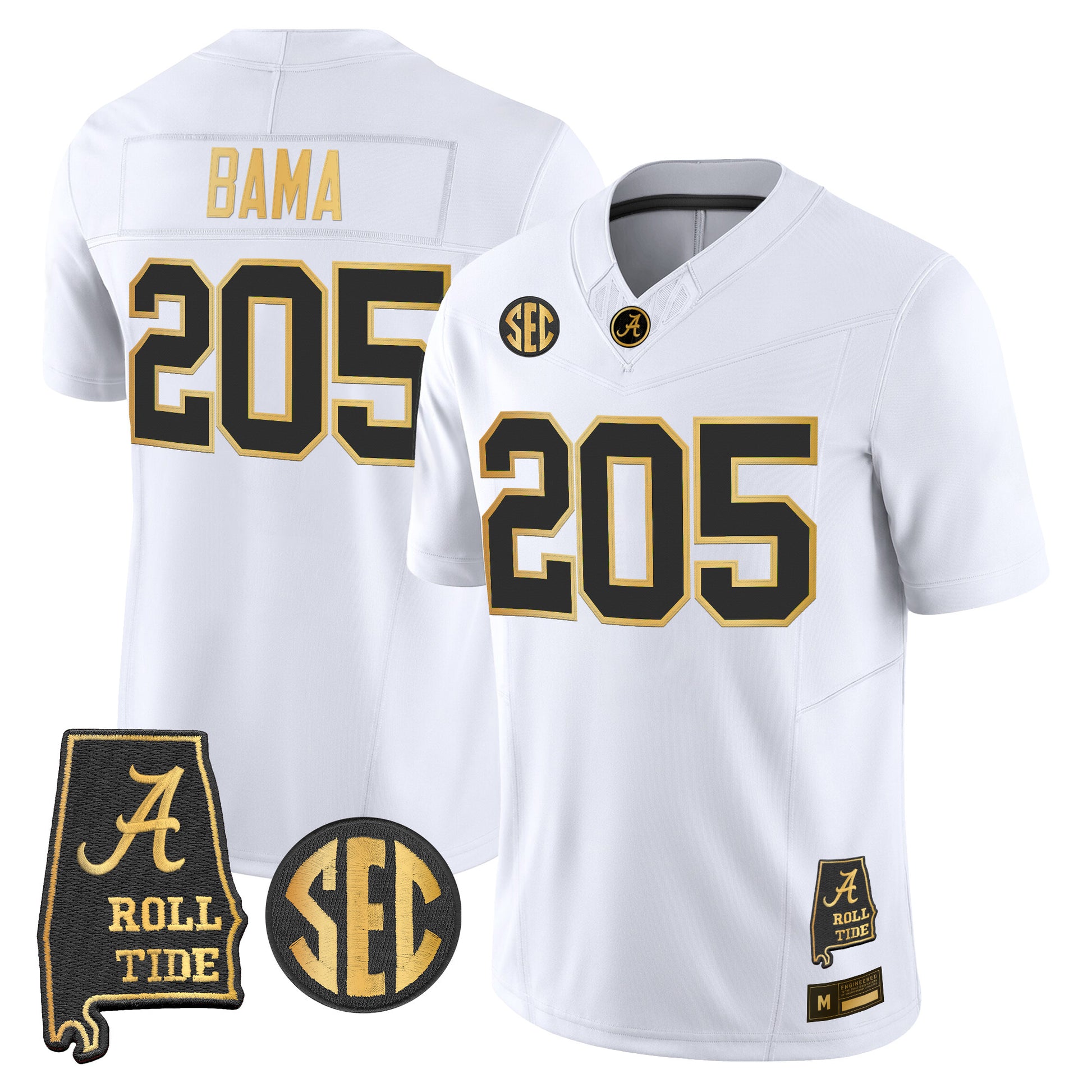 Alabama Crimson Tide 2026 Gold Vapor Limited Jersey - Alabama Map - Stitched