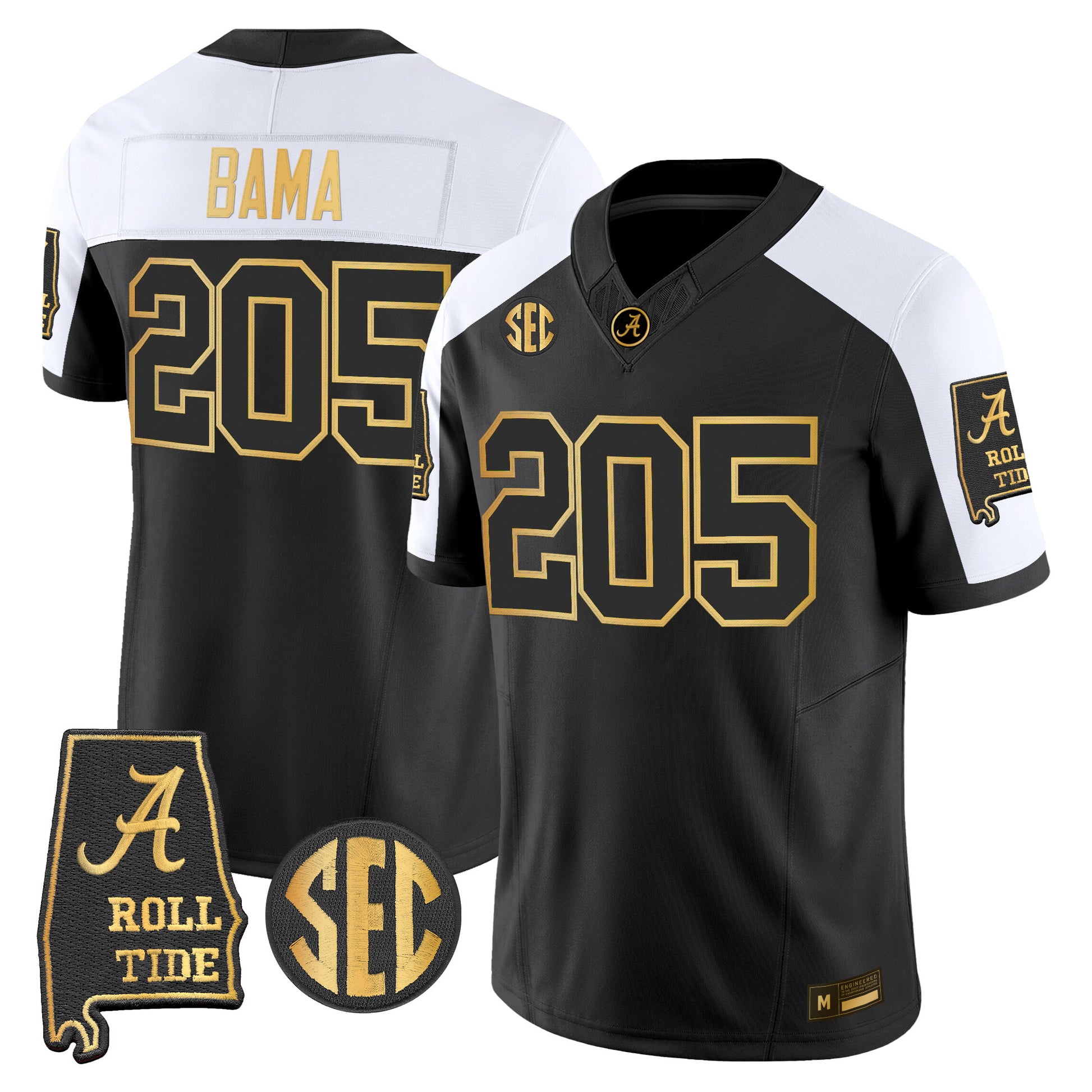 Alabama Crimson Tide 2026 Gold Vapor Limited Jersey - Alabama Map - Stitched