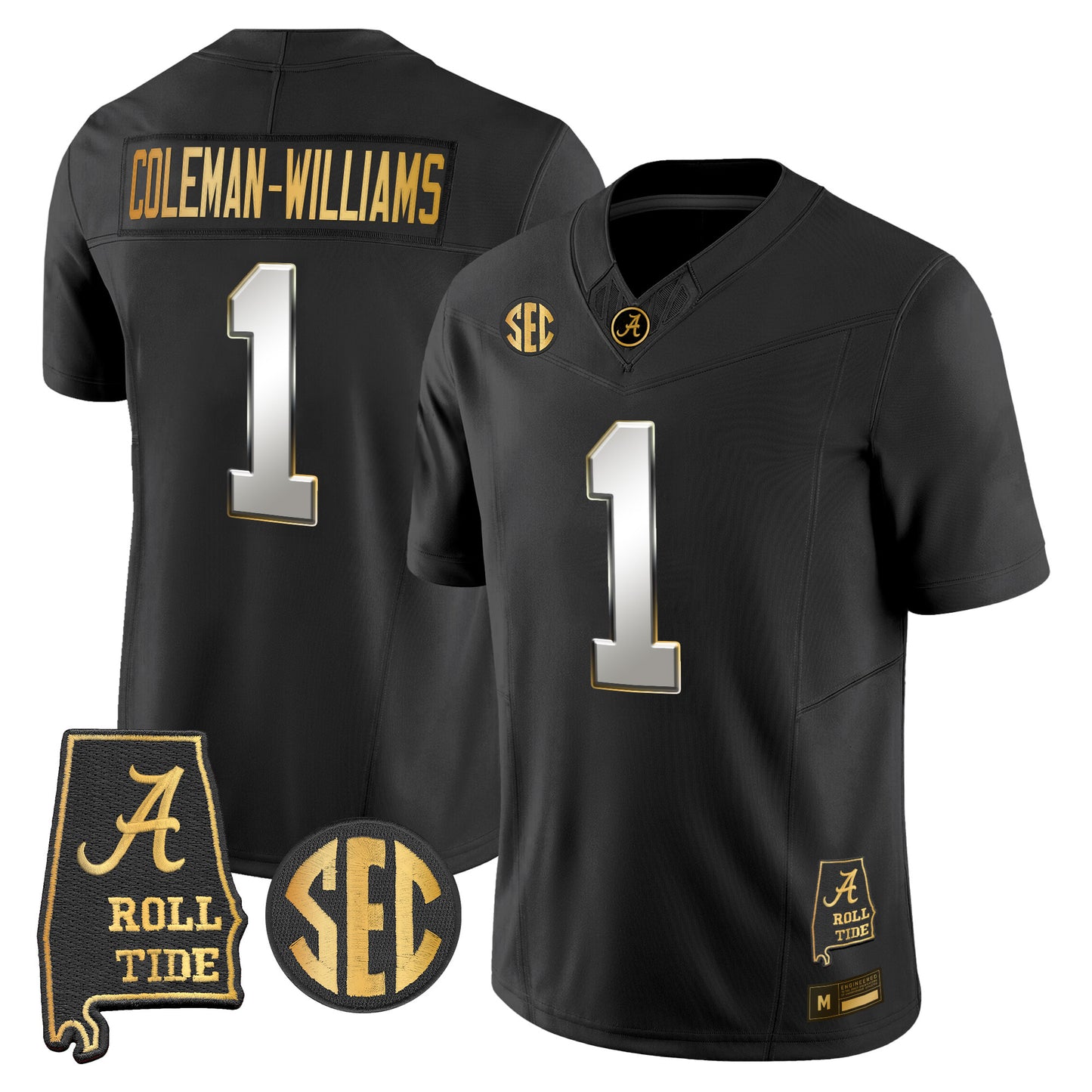 Alabama Crimson Tide 2026 Gold Vapor Limited Jersey - Alabama Map - Stitched