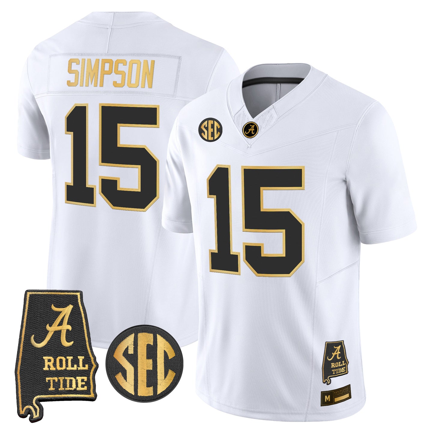 Alabama Crimson Tide 2026 Gold Vapor Limited Jersey - Alabama Map - Stitched