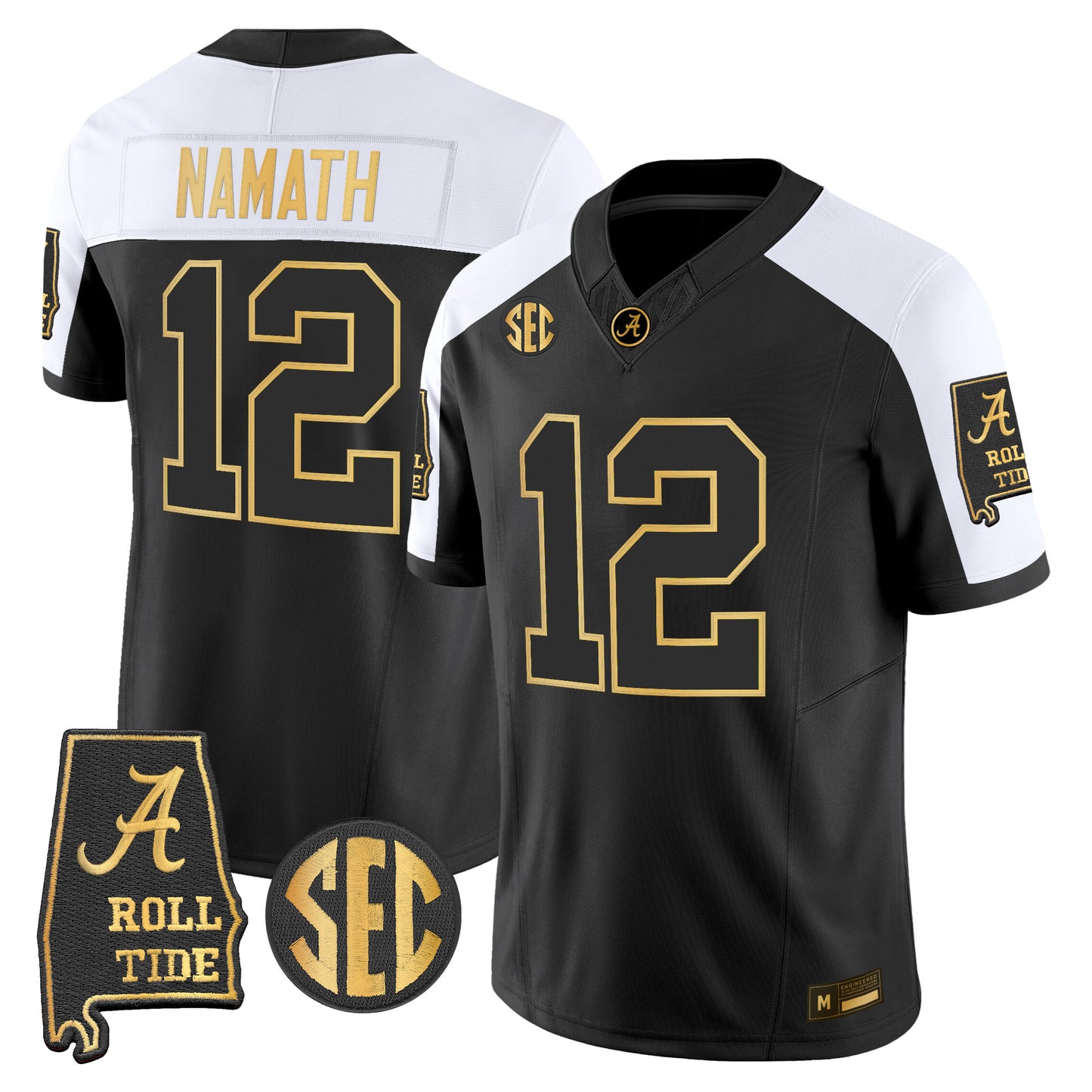 Alabama Crimson Tide 2026 Gold Vapor Limited Jersey - Alabama Map - Stitched