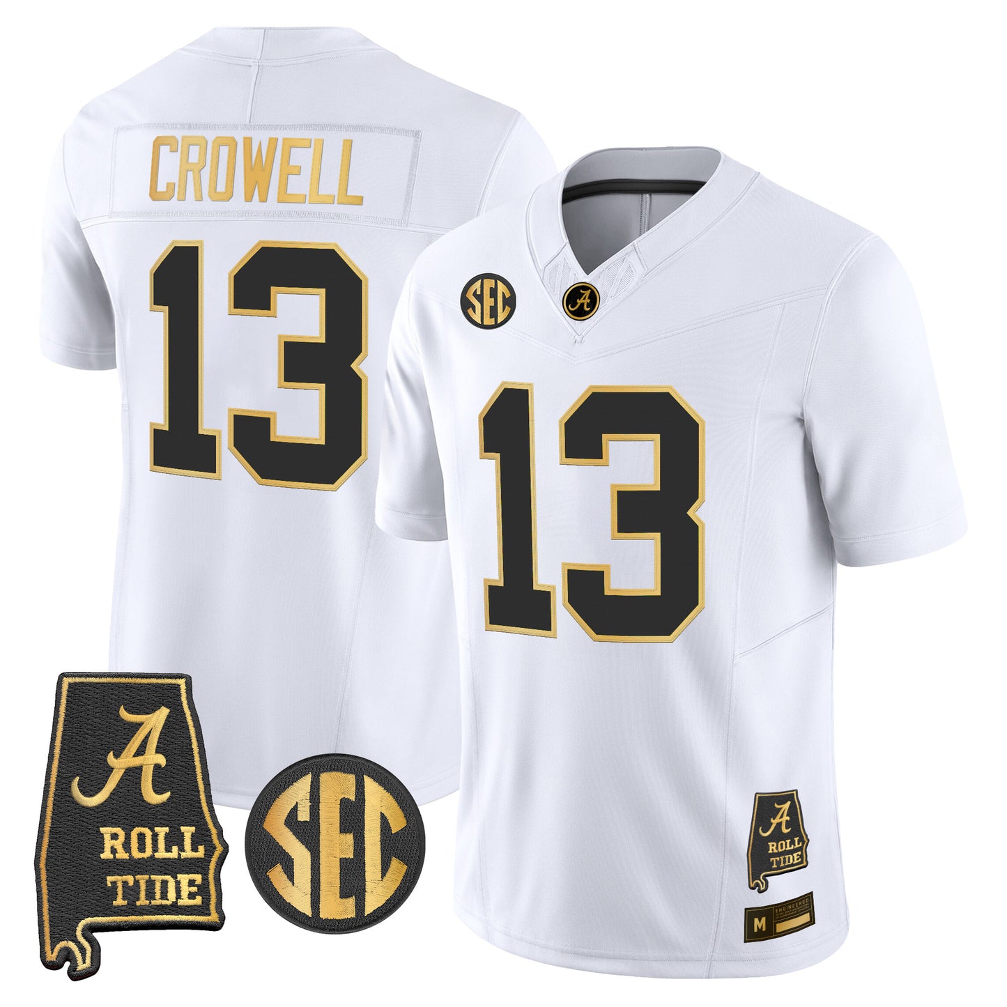 Alabama Crimson Tide 2026 Gold Vapor Limited Jersey - Alabama Map - Stitched