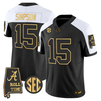Alabama Crimson Tide 2026 Gold Vapor Limited Jersey - Alabama Map - Stitched