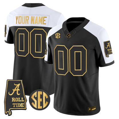 Alabama Crimson Tide 2026 Gold Vapor Limited Custom Jersey - Alabama Map - Stitched