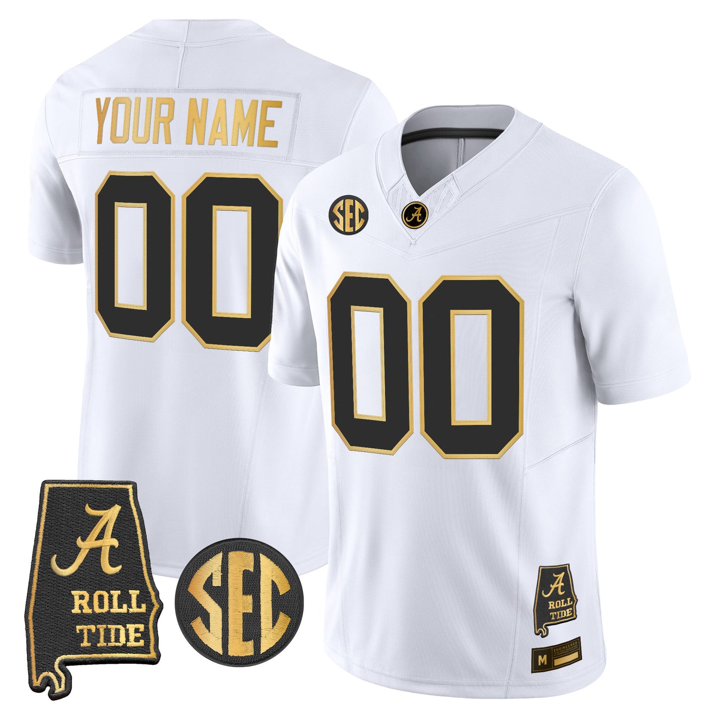 Alabama Crimson Tide 2026 Gold Vapor Limited Custom Jersey - Alabama Map - Stitched