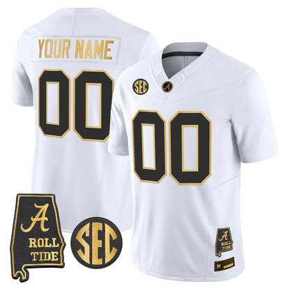 Alabama Crimson Tide 2026 Gold Vapor Limited Custom Jersey - Alabama Map - Stitched