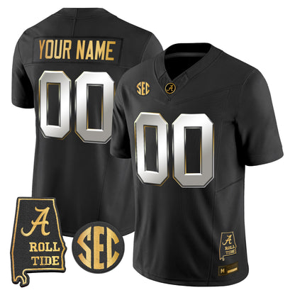 Alabama Crimson Tide 2026 Gold Vapor Limited Custom Jersey - Alabama Map - Stitched