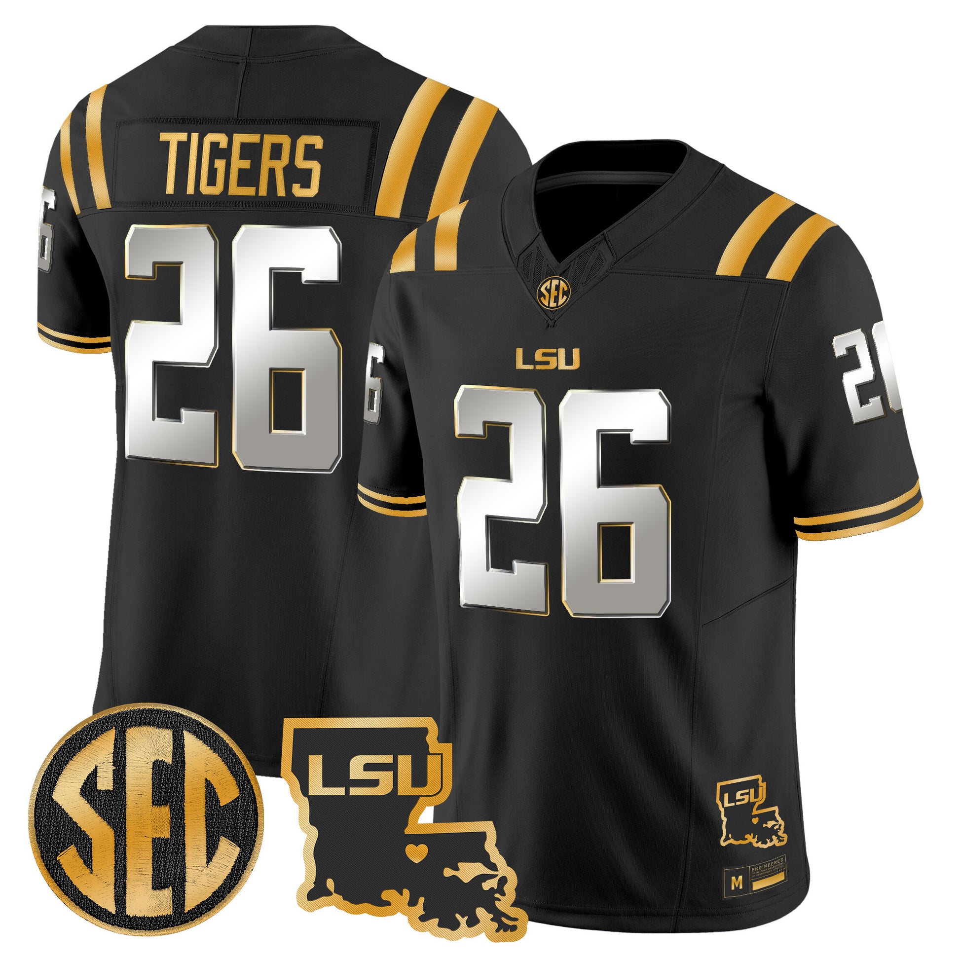 LSU Tigers 2026 Louisiana Patch Gold Vapor Limited Jersey - Stitched