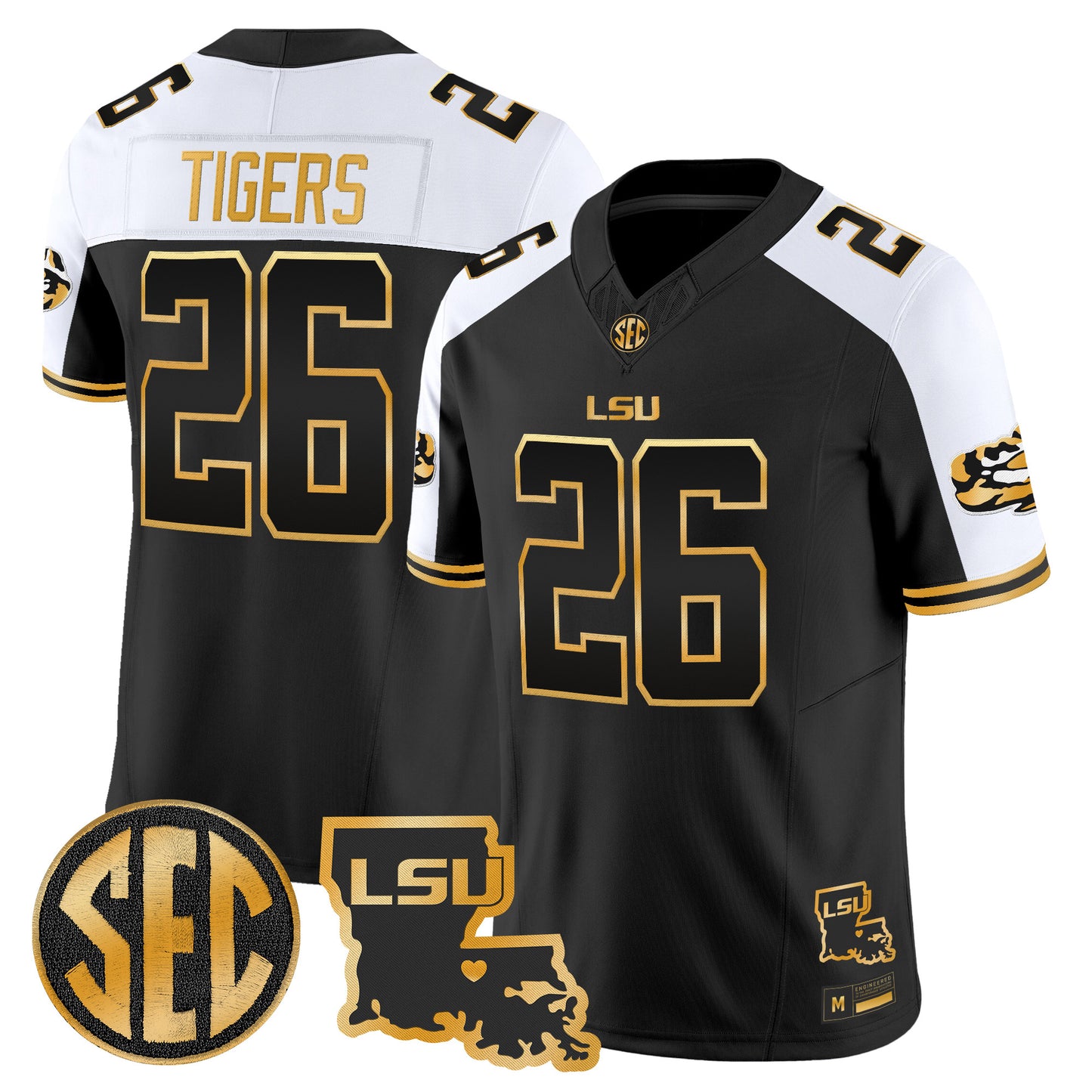 LSU Tigers 2026 Louisiana Patch Gold Vapor Limited Jersey - Stitched