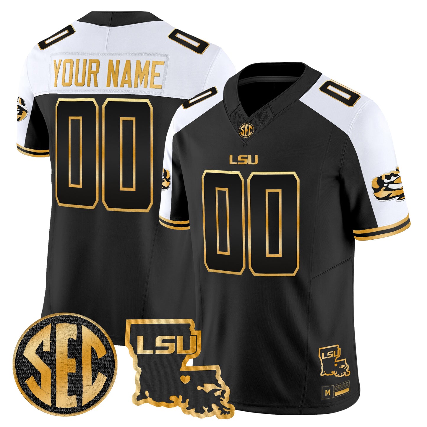 LSU Tigers 2026 Louisiana Patch Gold Vapor Limited Custom Jersey - Stitched