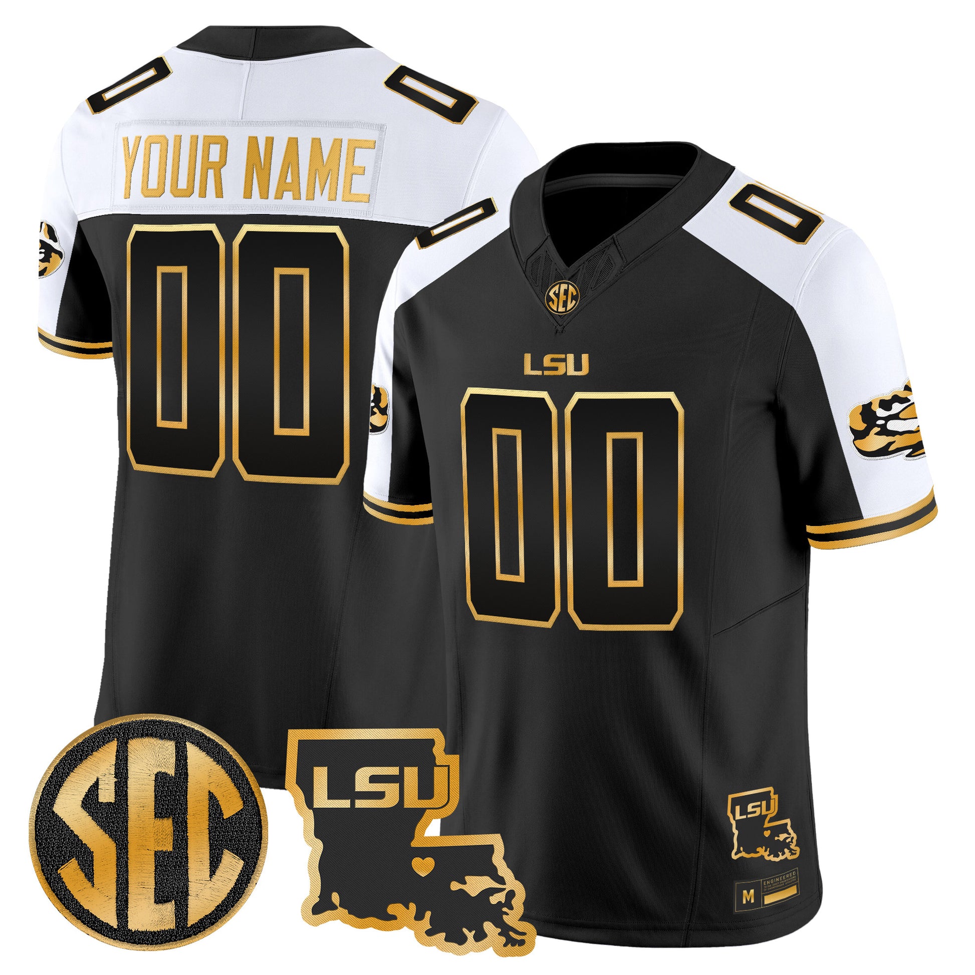 LSU Tigers 2026 Louisiana Patch Gold Vapor Limited Custom Jersey - Stitched