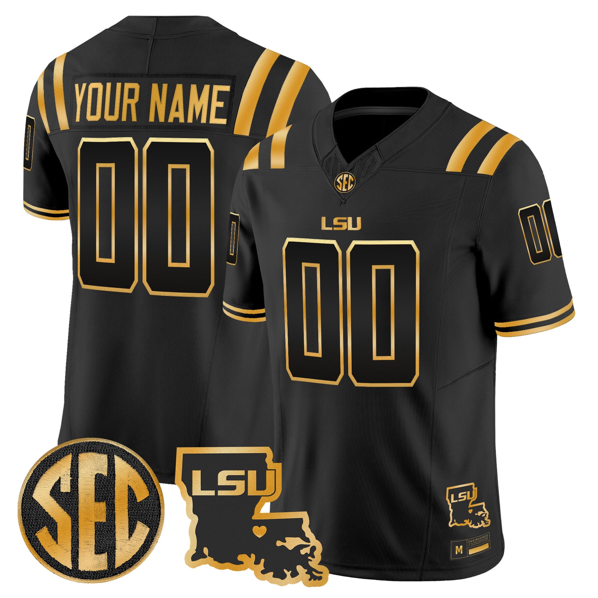 LSU Tigers 2026 Louisiana Patch Gold Vapor Limited Custom Jersey - Stitched