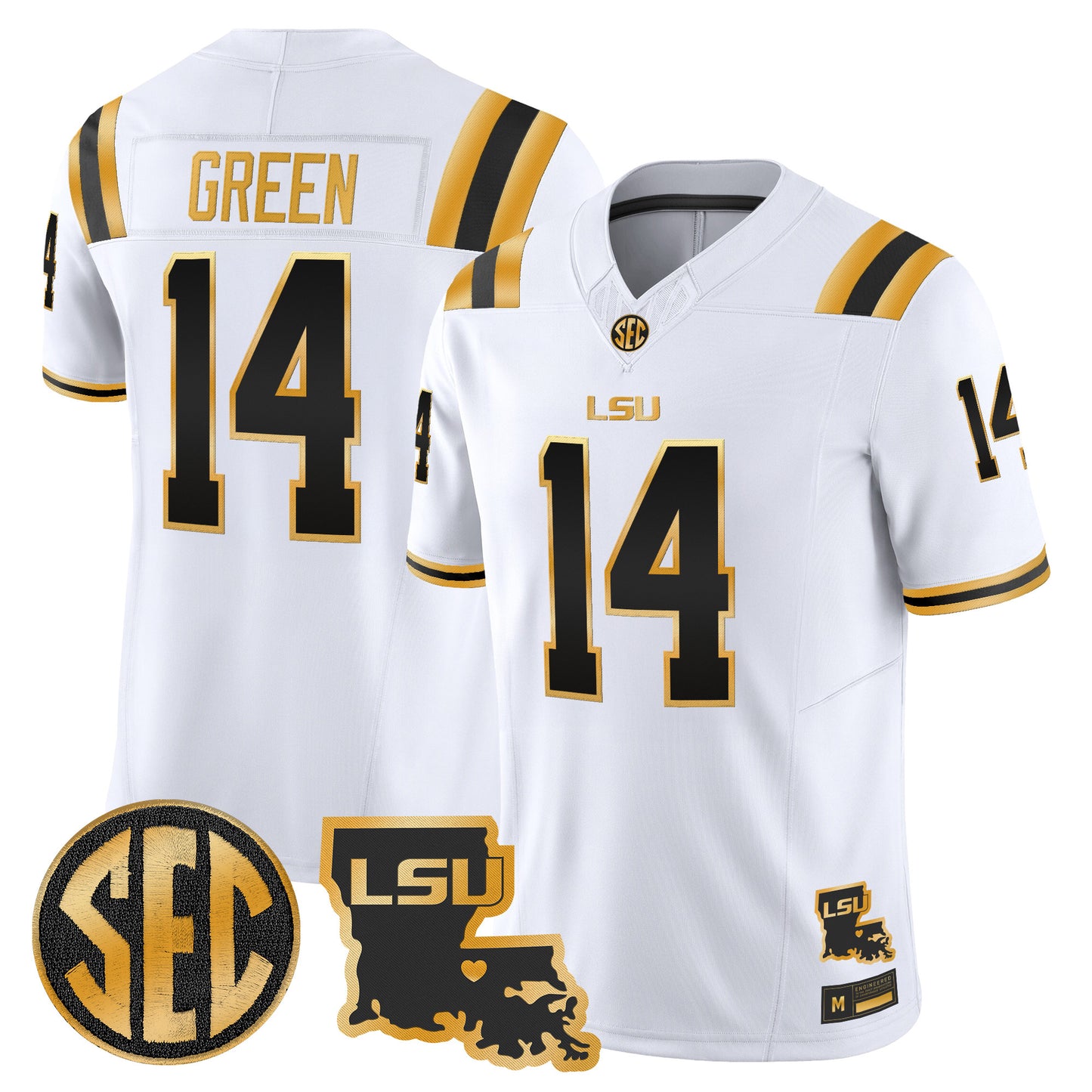 LSU Tigers 2026 Louisiana Patch Gold Vapor Limited Jersey - Stitched