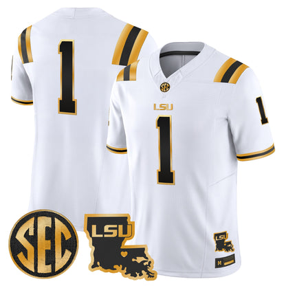 LSU Tigers 2026 Louisiana Patch Gold Vapor Limited Jersey - Stitched