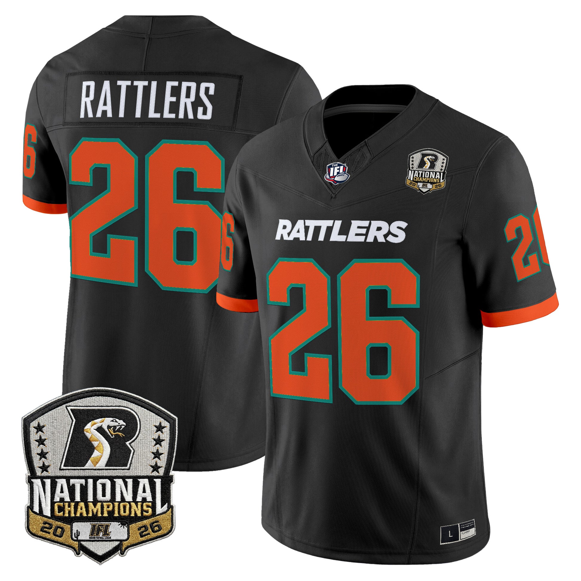 Men's Arizona Rattlers 2026 Vapor Limited Jersey - National Campions Patch - All Stitched