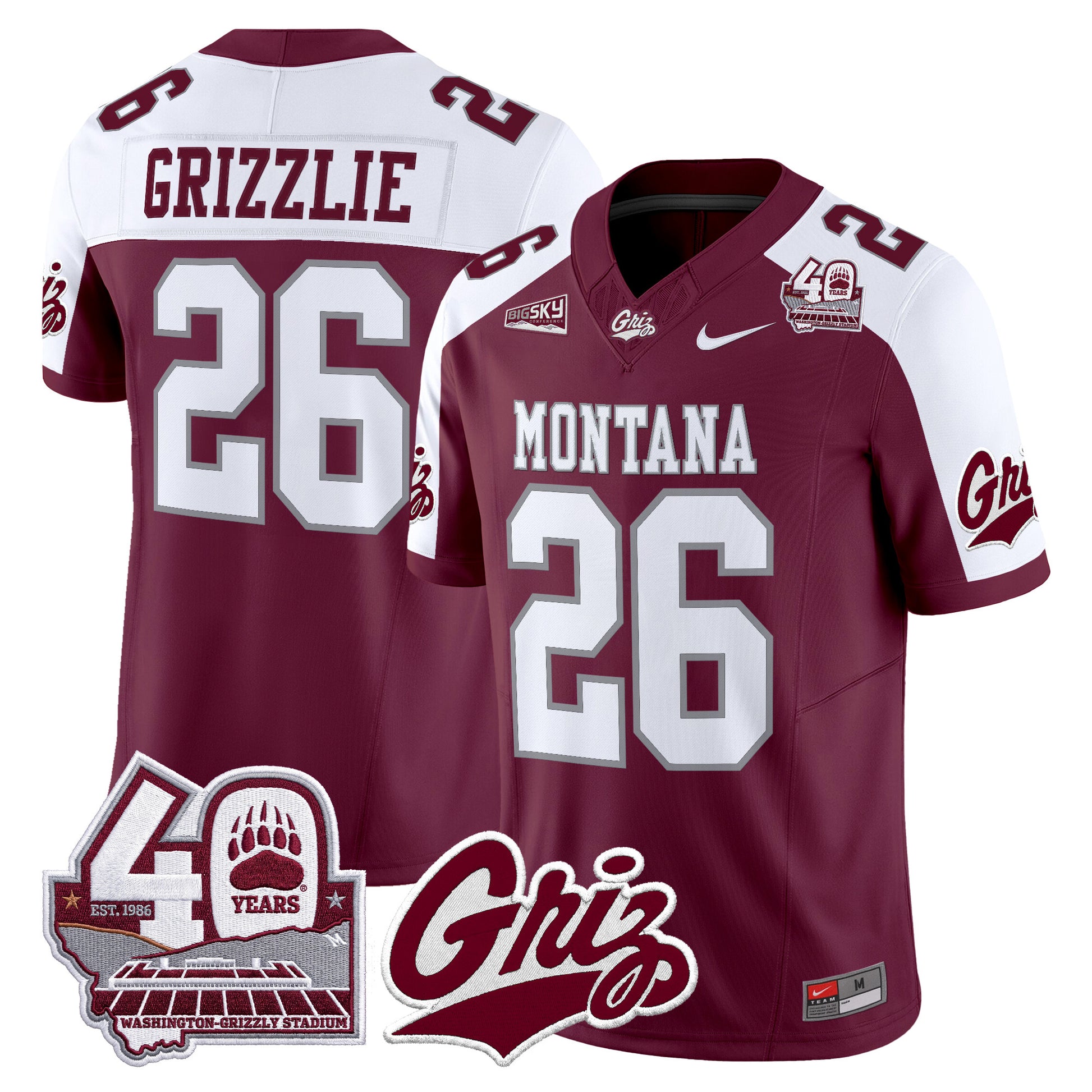  Montana Grizzlies 2026 Vapor Limited Jersey - 40th Anniversary Patch -  Stitched