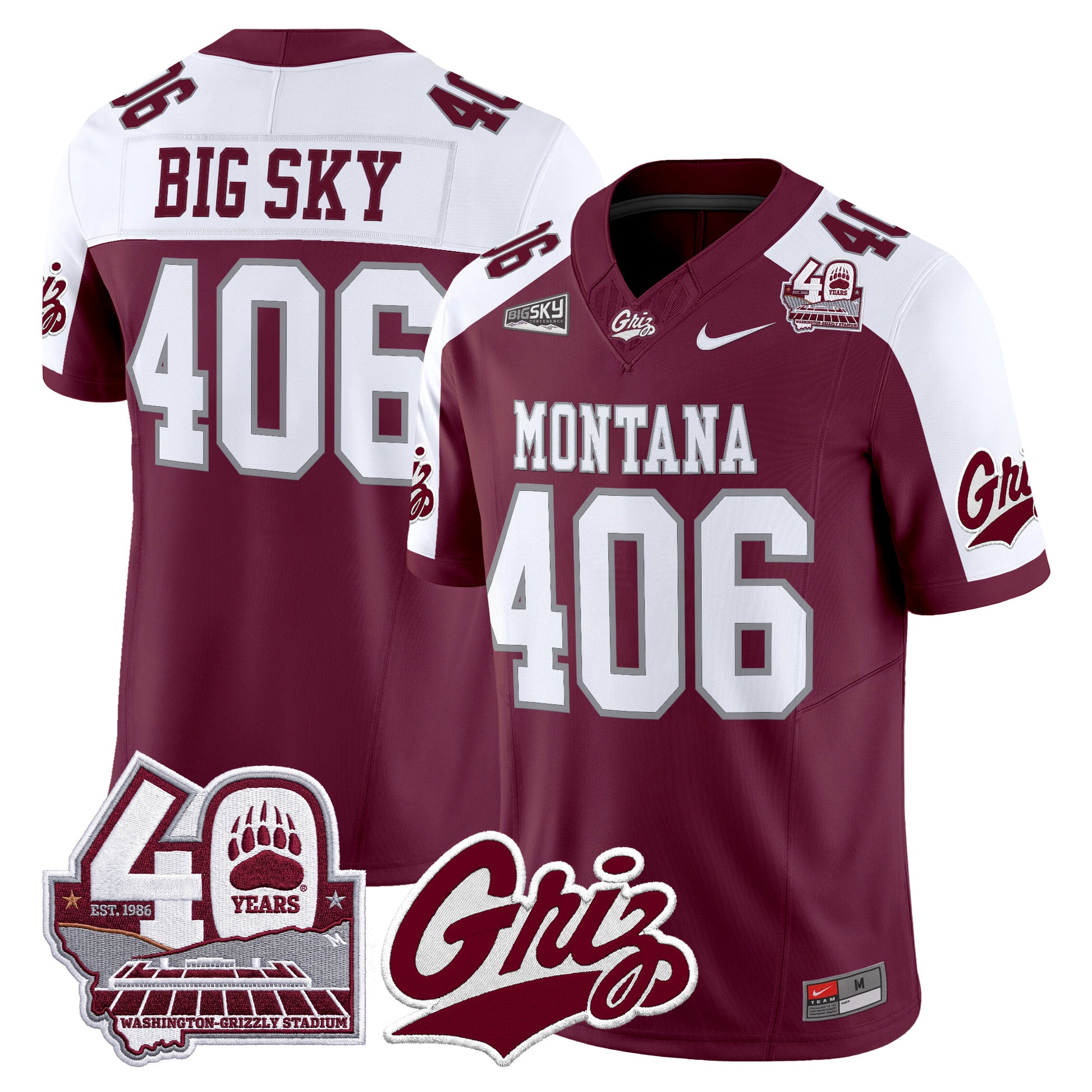  Montana Grizzlies 2026 Vapor Limited Jersey - 40th Anniversary Patch -  Stitched