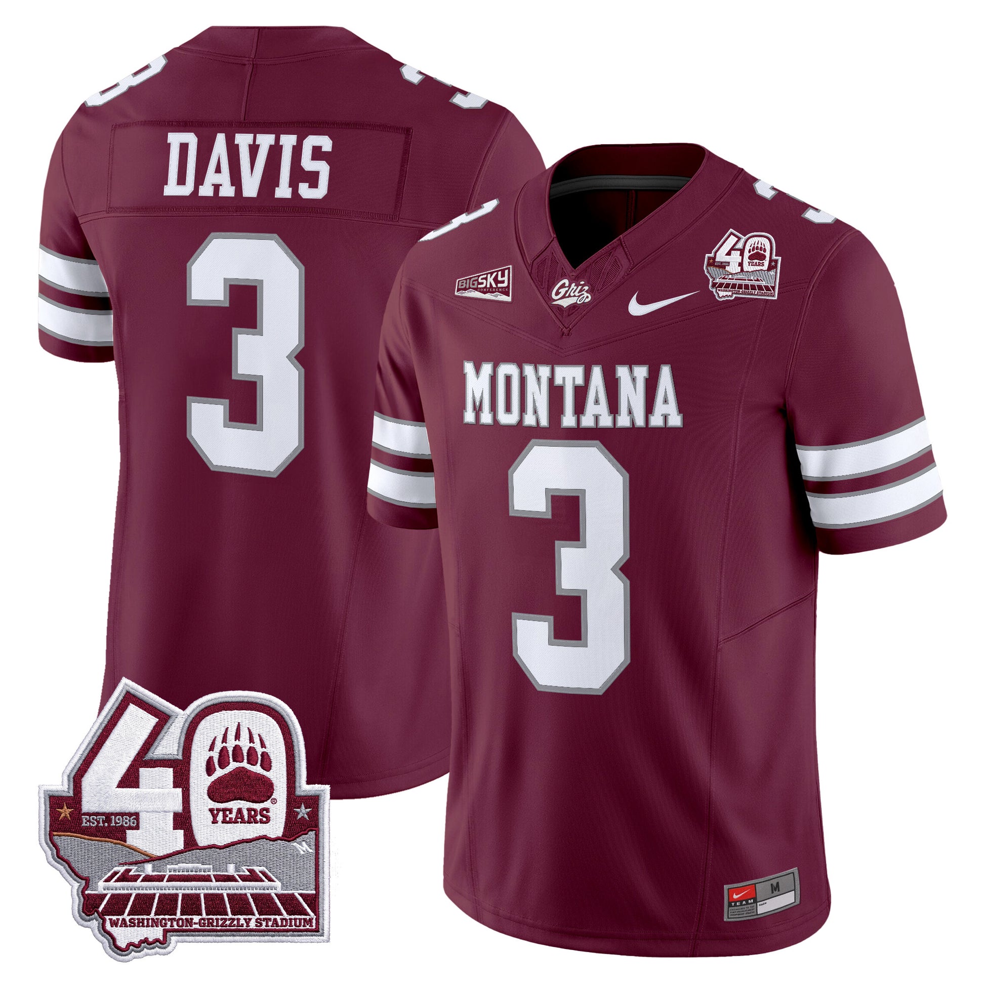  Montana Grizzlies 2026 Vapor Limited Jersey - 40th Anniversary Patch -  Stitched