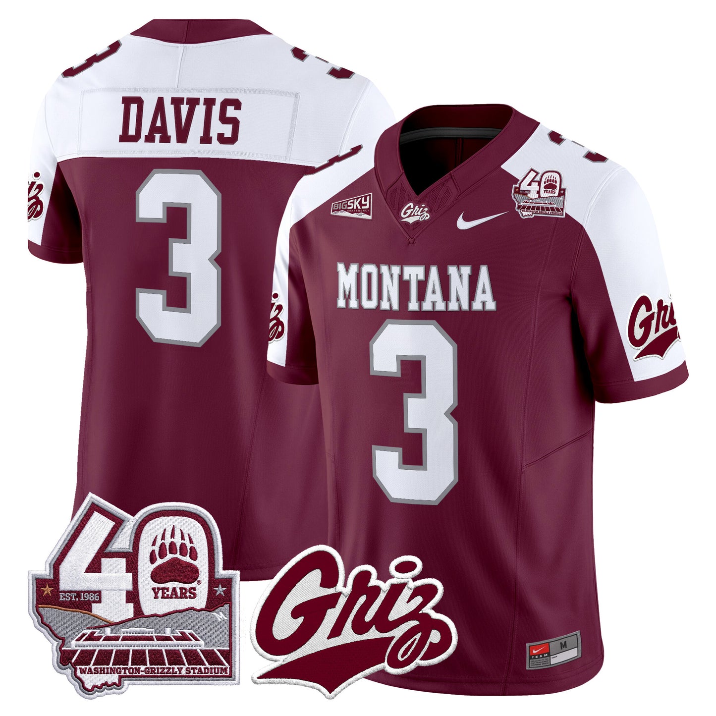  Montana Grizzlies 2026 Vapor Limited Jersey - 40th Anniversary Patch -  Stitched