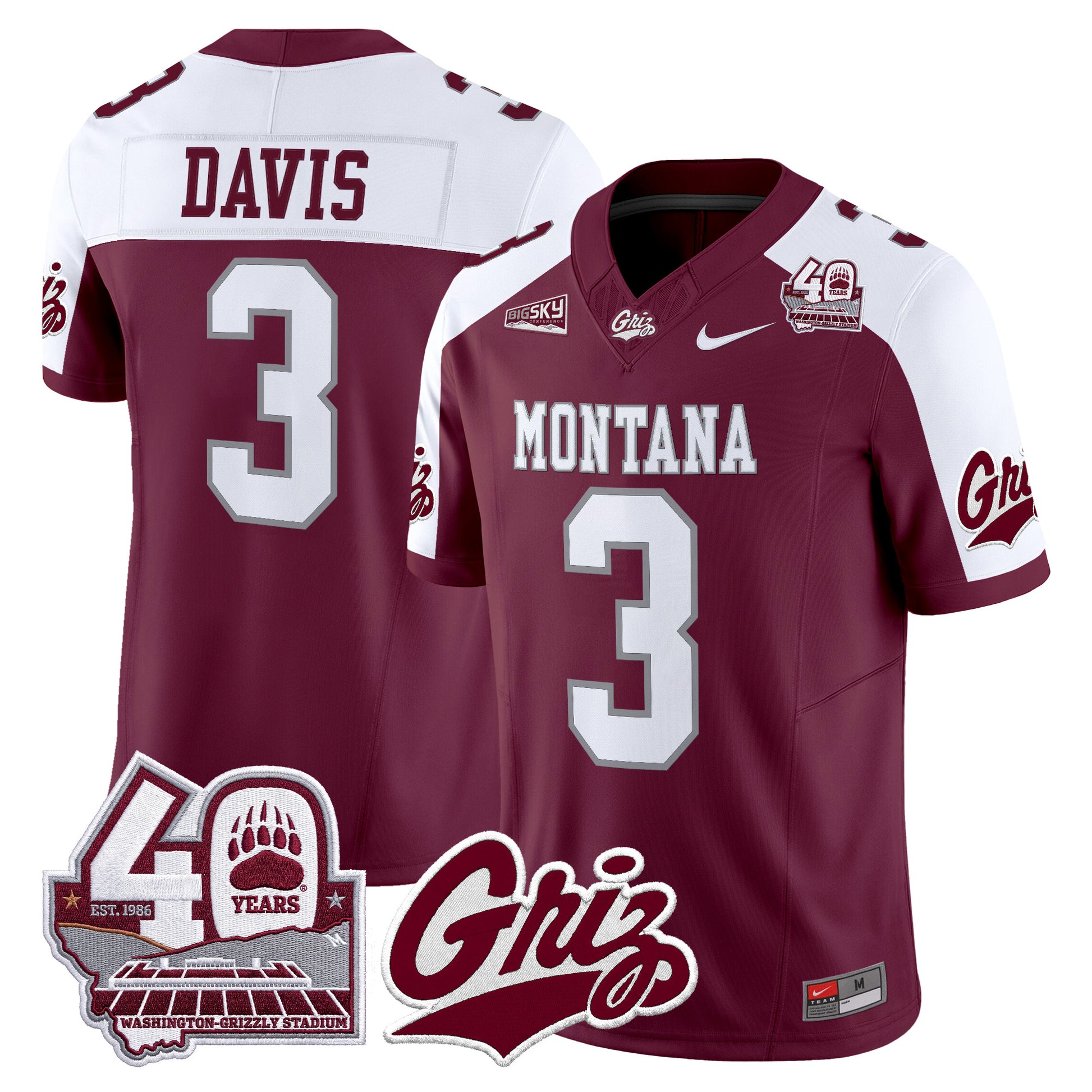  Montana Grizzlies 2026 Vapor Limited Jersey - 40th Anniversary Patch -  Stitched