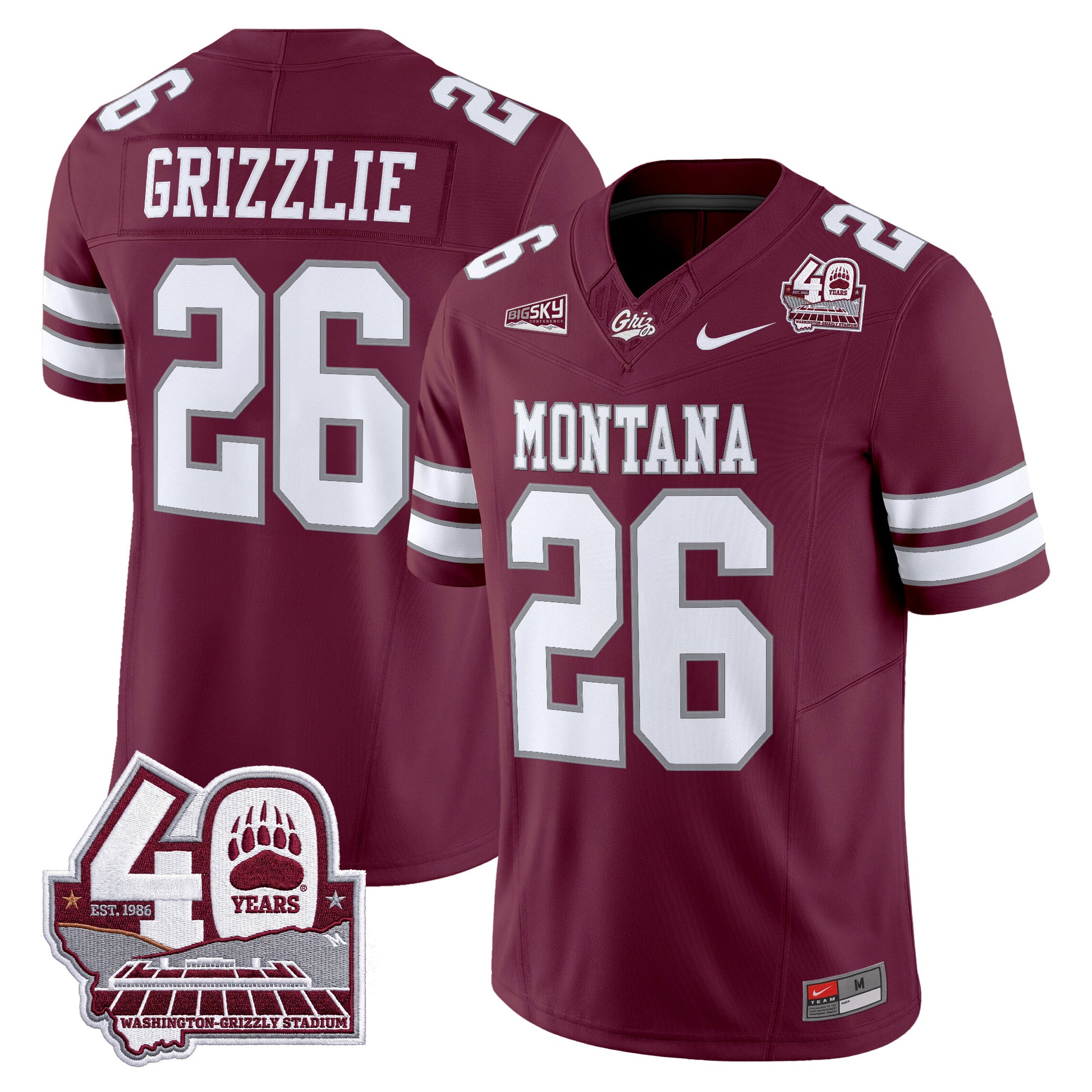  Montana Grizzlies 2026 Vapor Limited Jersey - 40th Anniversary Patch -  Stitched