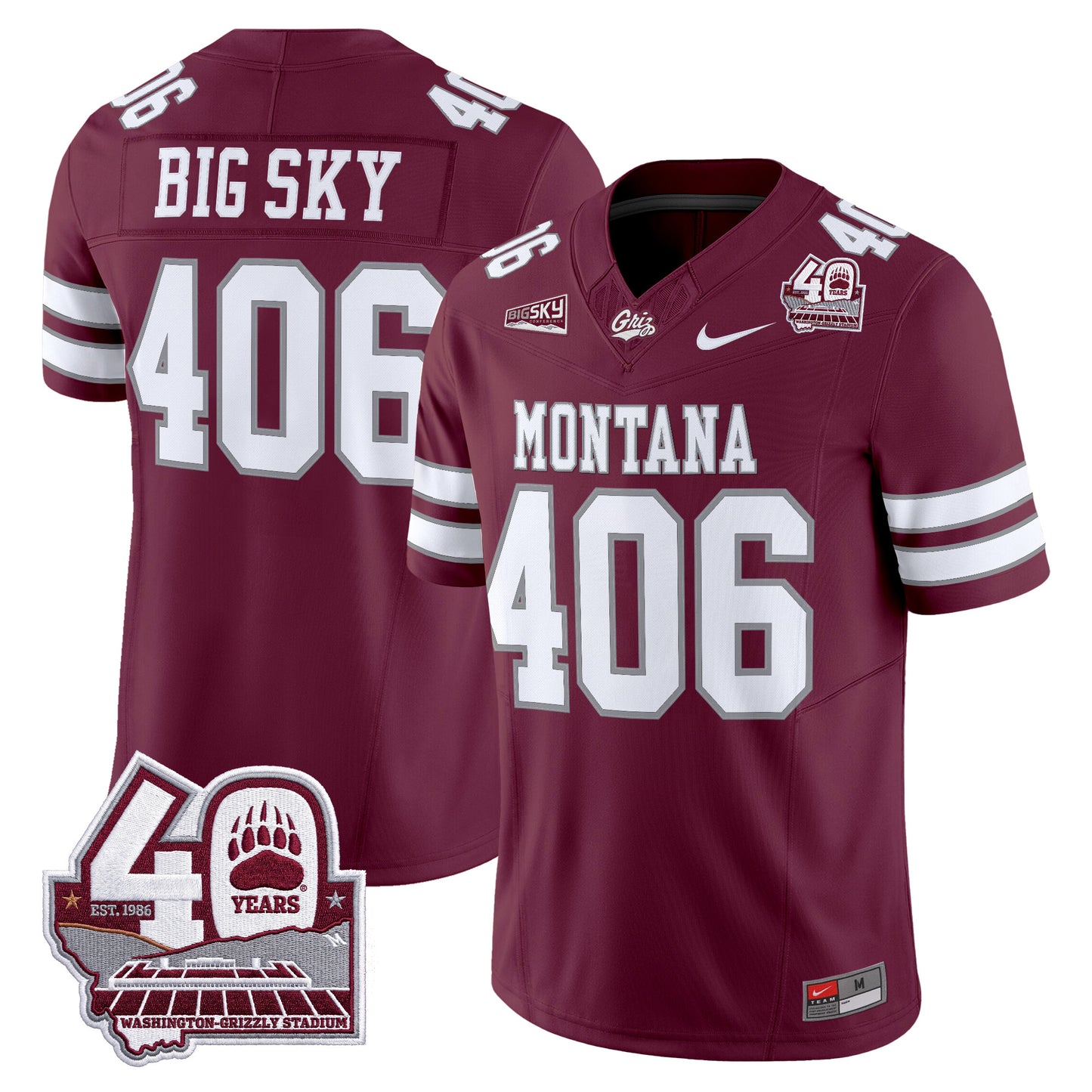  Montana Grizzlies 2026 Vapor Limited Jersey - 40th Anniversary Patch -  Stitched