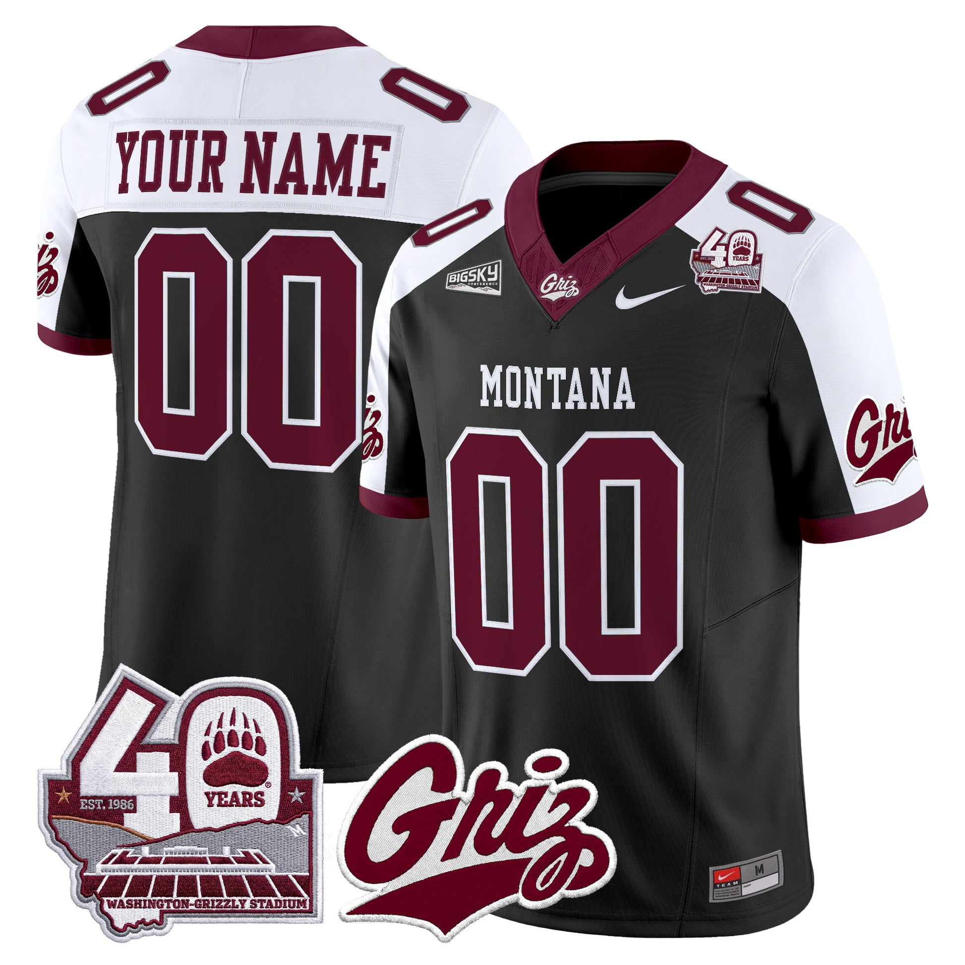 Montana Grizzlies 2026 Vapor Limited Custom Jersey - 40th Anniversary Patch -  Stitched
