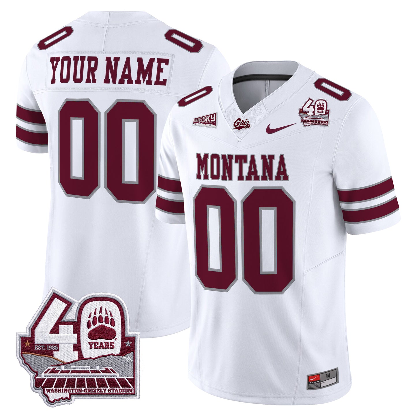Montana Grizzlies 2026 Vapor Limited Custom Jersey - 40th Anniversary Patch -  Stitched