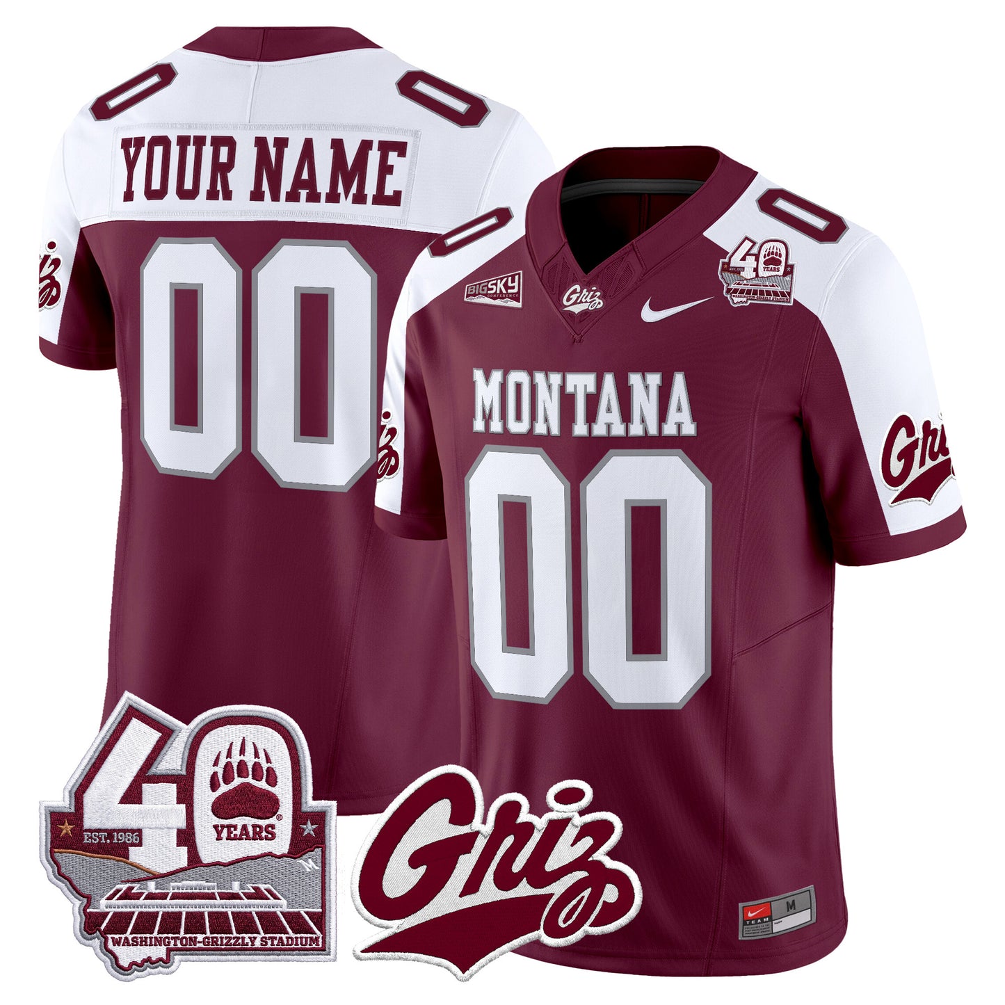 Montana Grizzlies 2026 Vapor Limited Custom Jersey - 40th Anniversary Patch -  Stitched