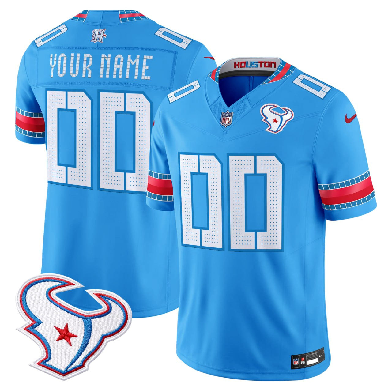Houston Texans Rivalries Custom Blue Jersey -  Stitched