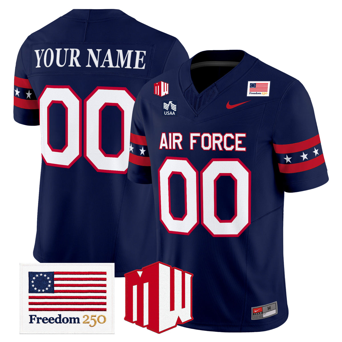 Air Force Falcons Freedom 250 Vapor Limited Custom Jersey - Stitched