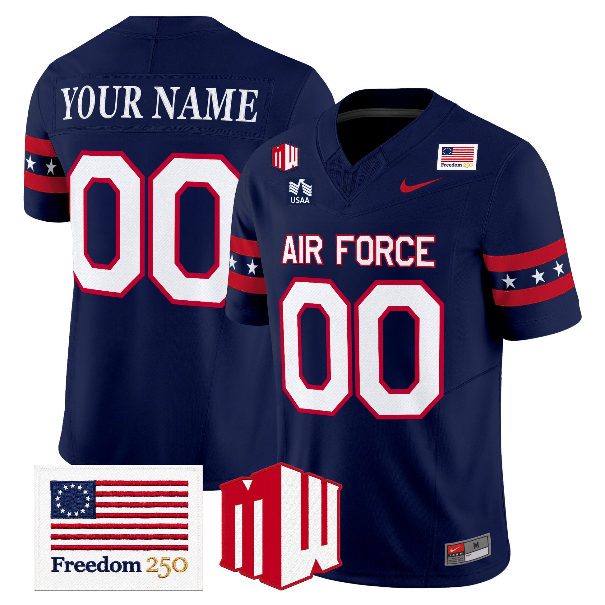 Air Force Falcons Freedom 250 Vapor Limited Custom Jersey - Stitched