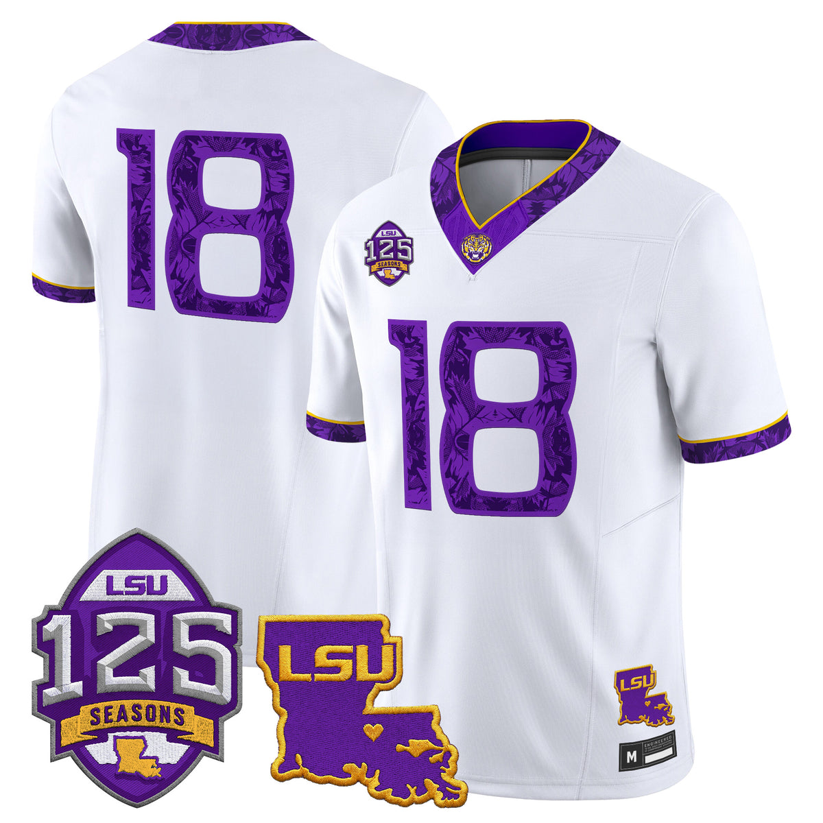 LSU Tigers 'Silent Season of 1918' Vapor Limited Jersey - Louisiana Patch - All Stitched