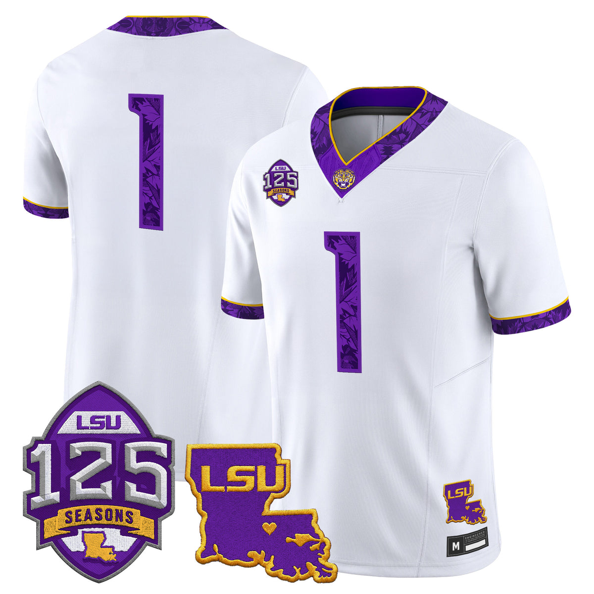 LSU Tigers 'Silent Season of 1918' Vapor Limited Jersey - Louisiana Patch - All Stitched