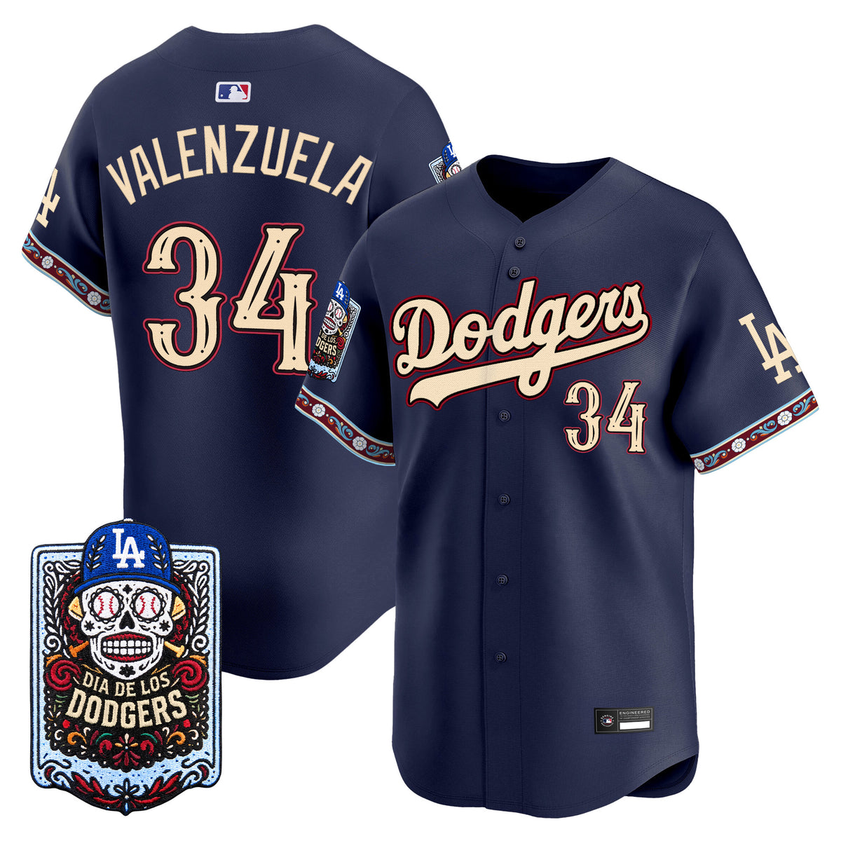 Men's Los Angeles Dodgers Día de los Muertos Vapor Premier Limited Jersey - Stitched