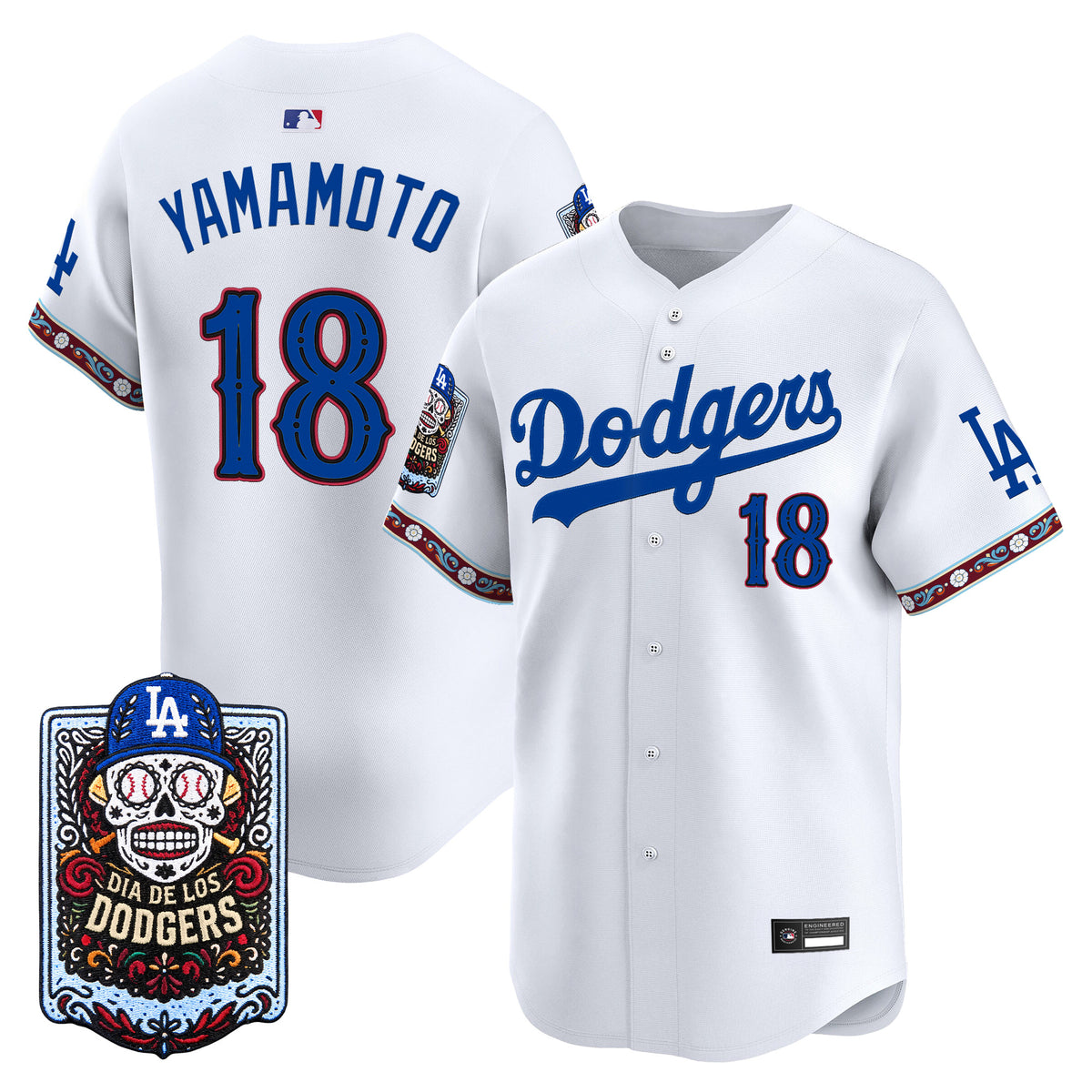 Men's Los Angeles Dodgers Día de los Muertos Vapor Premier Limited Jersey - Stitched
