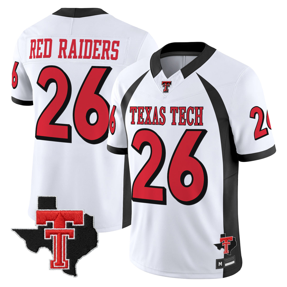 Men's Texas Tech Red Raiders Throwback Vapor Limited Jersey - Texas Patch - All Stitched