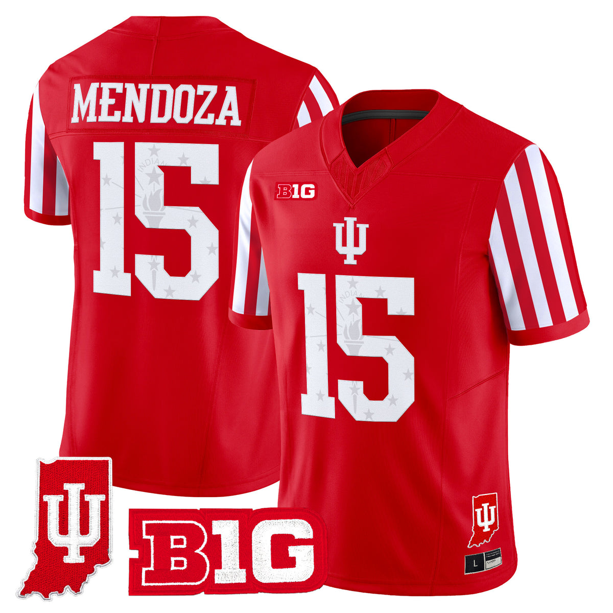 Indiana Hoosiers Candy Stripe Vapor Football Jersey - Indiana State Patch - All Stitched