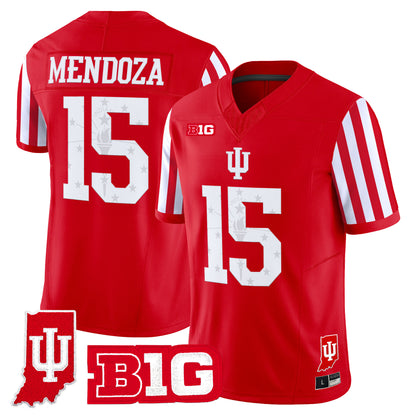 Indiana Hoosiers Candy Stripe Vapor Football Jersey - Indiana State Patch - All Stitched