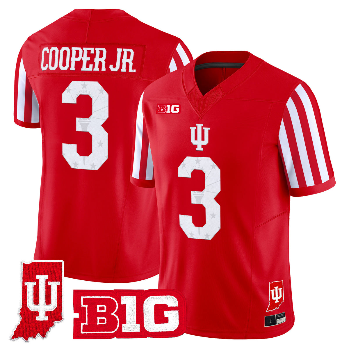 Indiana Hoosiers Candy Stripe Vapor Football Jersey - Indiana State Patch - All Stitched