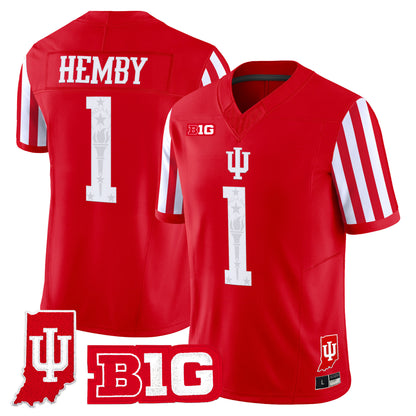 Indiana Hoosiers Candy Stripe Vapor Football Jersey - Indiana State Patch - All Stitched