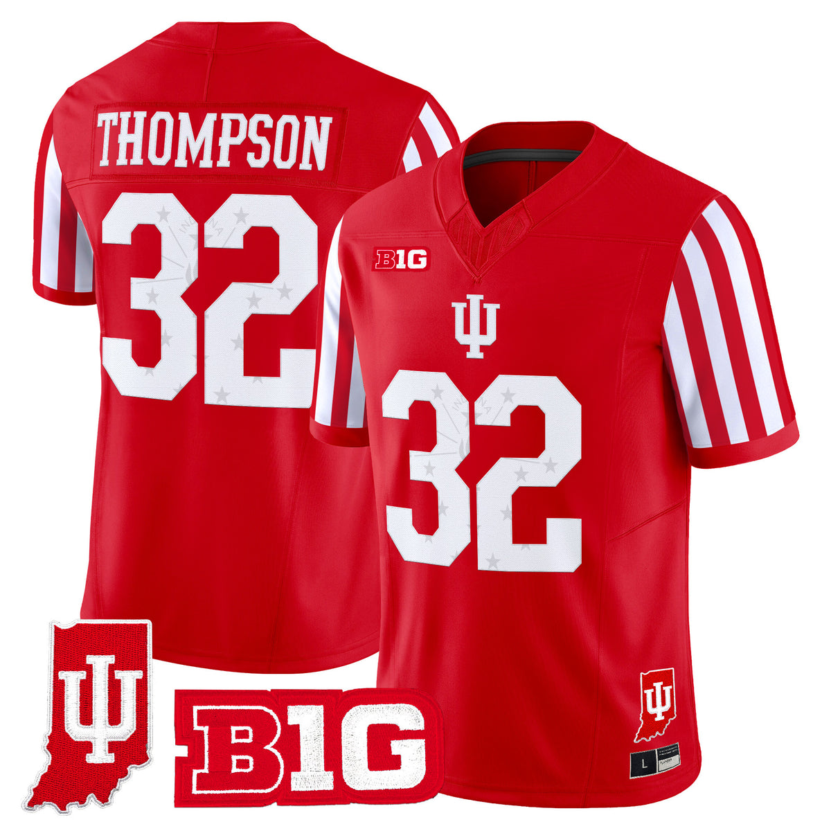 Indiana Hoosiers Candy Stripe Vapor Football Jersey - Indiana State Patch - All Stitched