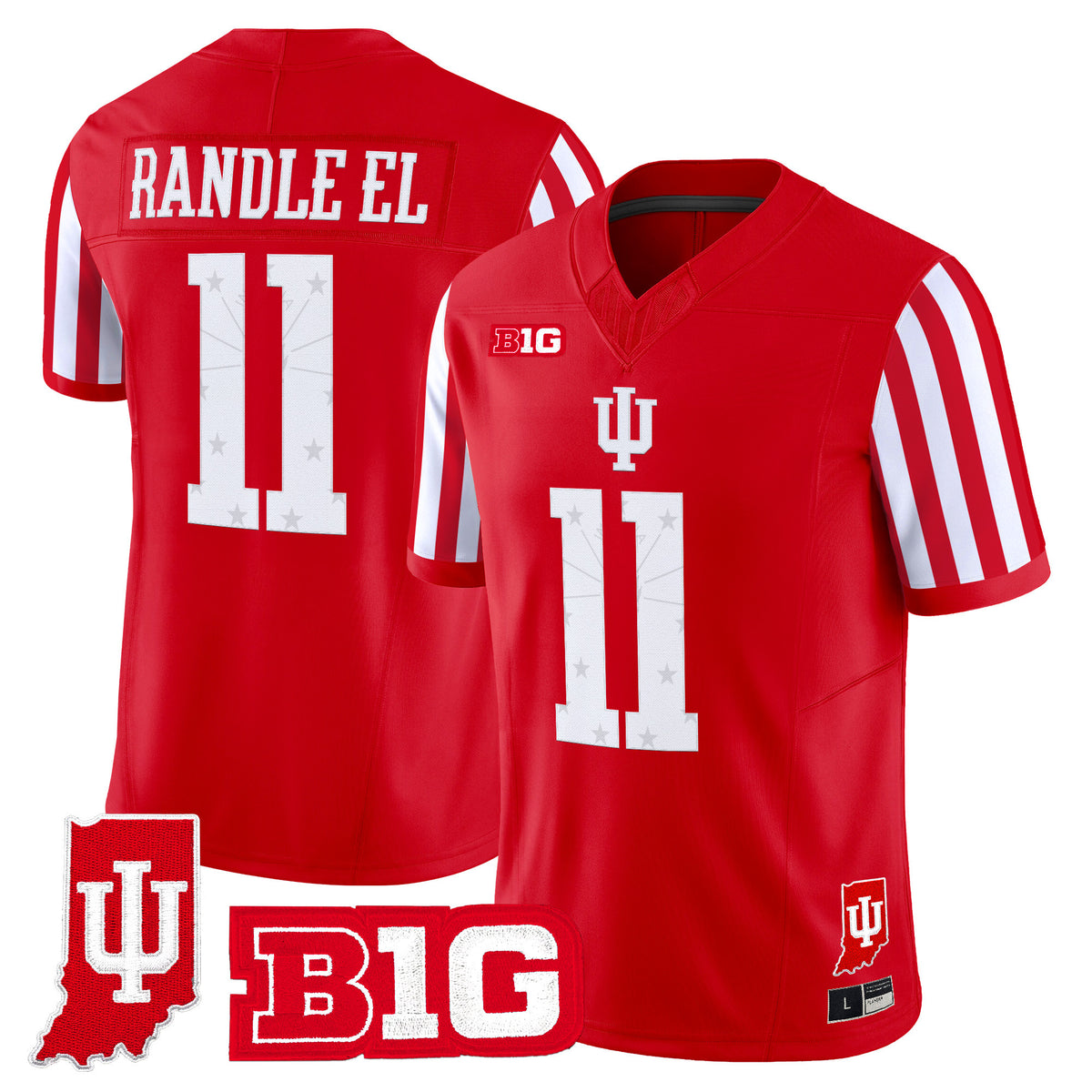 Indiana Hoosiers Candy Stripe Vapor Football Jersey - Indiana State Patch - All Stitched