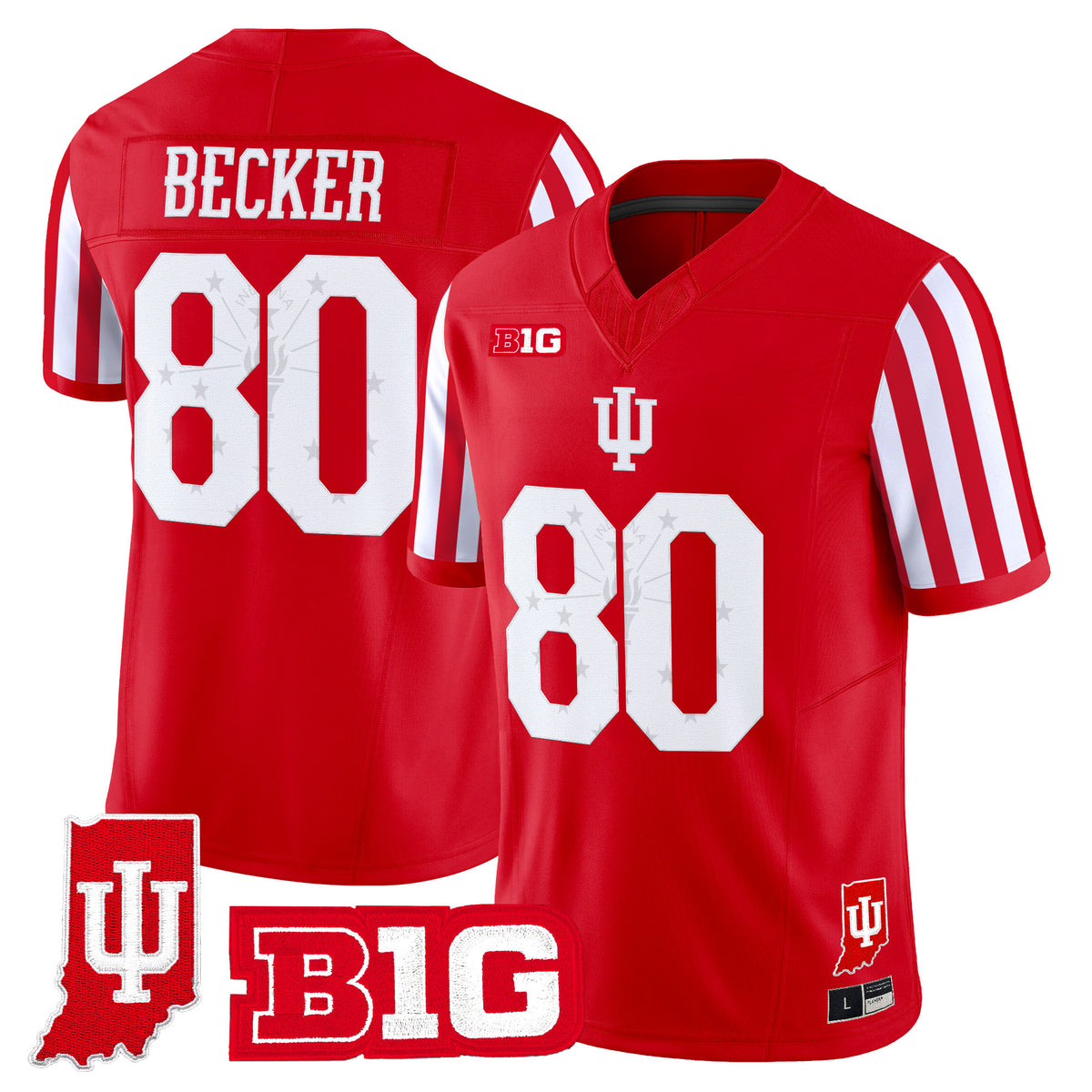 Indiana Hoosiers Candy Stripe Vapor Football Jersey - Indiana State Patch - All Stitched