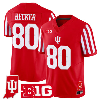 Indiana Hoosiers Candy Stripe Vapor Football Jersey - Indiana State Patch - All Stitched