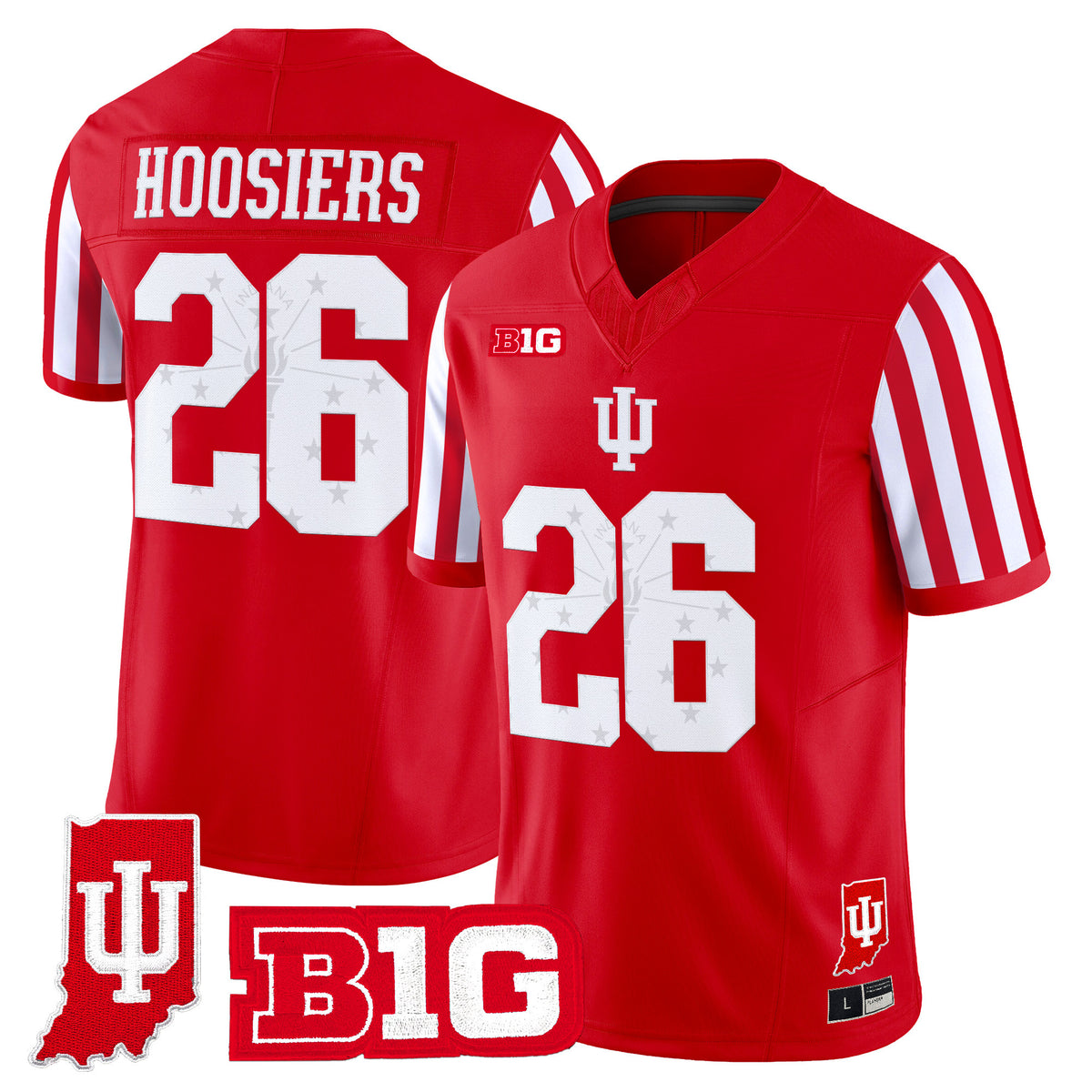 Indiana Hoosiers Candy Stripe Vapor Football Jersey - Indiana State Patch - All Stitched