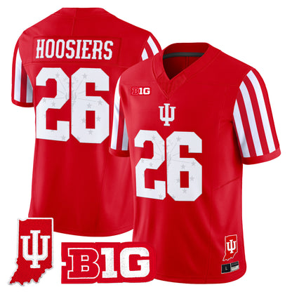 Indiana Hoosiers Candy Stripe Vapor Football Jersey - Indiana State Patch - All Stitched