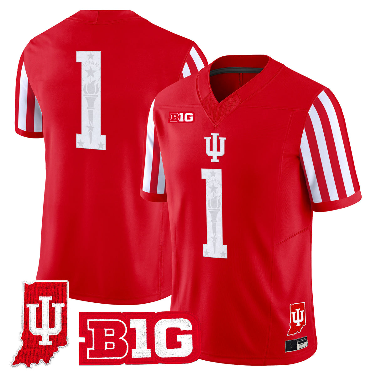 Indiana Hoosiers Candy Stripe Vapor Football Jersey - Indiana State Patch - All Stitched